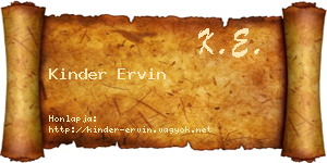 Kinder Ervin névjegykártya