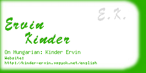 ervin kinder business card